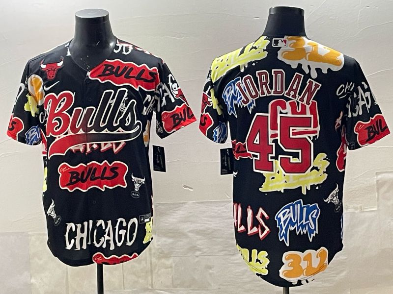 Men Chicago Bulls Nike #45 Jordan black NBA 2025 Jersey style 06